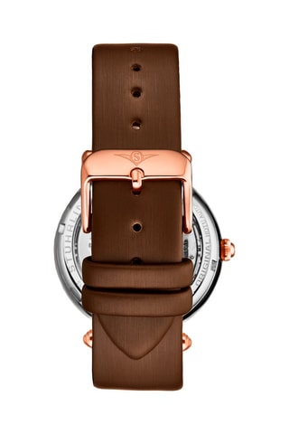 Montre automatique en cuir et dorée à l'or fin rose