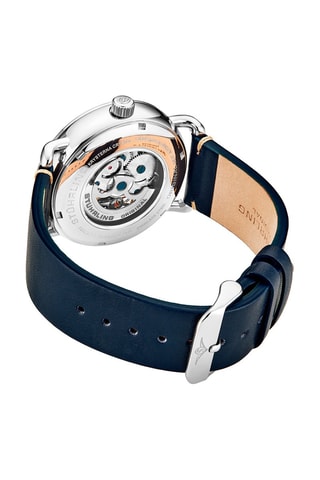 Montre automatique en cuir Legacy - Bleu et argenté