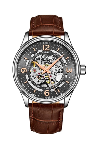 Montre automatique en cuir Legacy - Marron et argenté