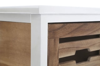 Móvel de arrumação 4 gavetas   Branco e natural