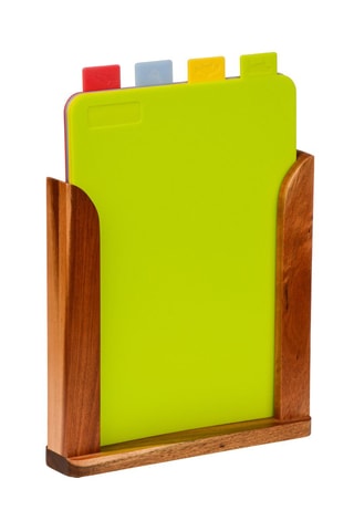 4 tábuas de cortar com suporte em madeira - 24 x 6 x 33 cm