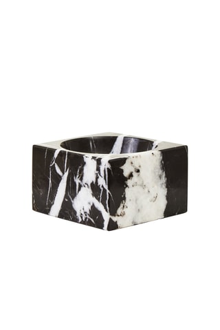 Tigela em mármore Salmo - 15 x 9,5 x 15 cm - Preto e branco