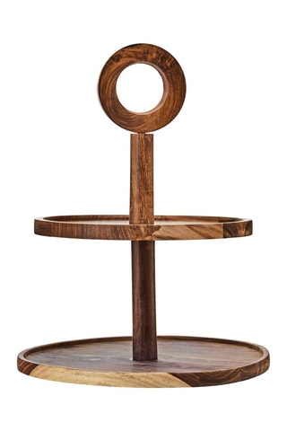 Expositor com dois andares em madeira de sheesham Kora - 35 x 42 x 35 cm