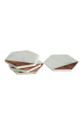 4 bases para copos em mármore e cobre 10 cm