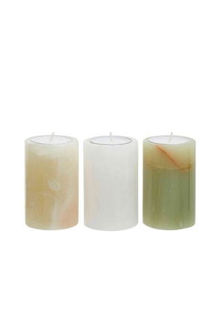 3 castiçais Oleena Branco e bege