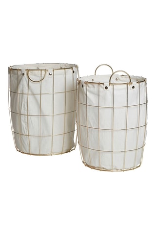 2 cestos Harga ­- Branco e dourado