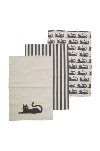 3 panos Black Cat Branco e preto