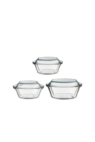 3 travessas com tampa em vidro borossilicato - 50 cl, 1 l e 1,5 l