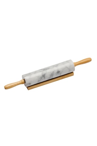 Rolo de pastelaria em mármore e pinho - 46 cm