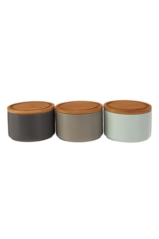 3 frascos de conservação com tampa em bambu - 12 x 8 cm