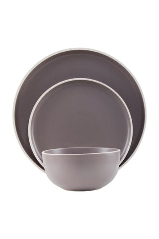 Serviço em porcelana 12 peças - Castanho-claro e branco