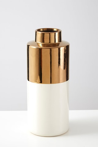 Vaso em porcelana Stellar - 34 cm - Dourado e branco