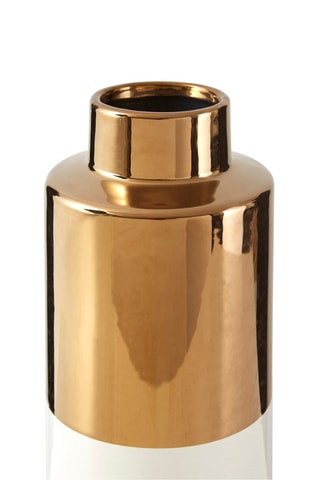 Vaso em porcelana Stellar - 34 cm - Dourado e branco