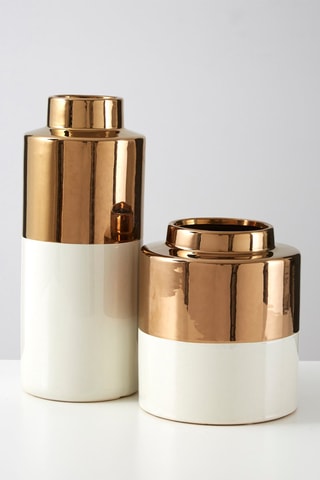 Vaso em porcelana Stellar - 34 cm - Dourado e branco