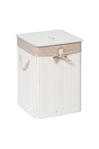 Cesto da roupa em madeira Kankyo Branco - 35 x 35 x 50 cm
