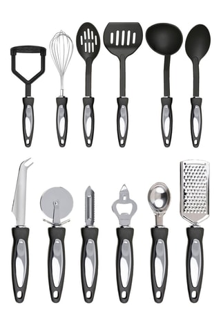 Conjunto de utensílios de cozinha em aço inoxidável - 12 peças