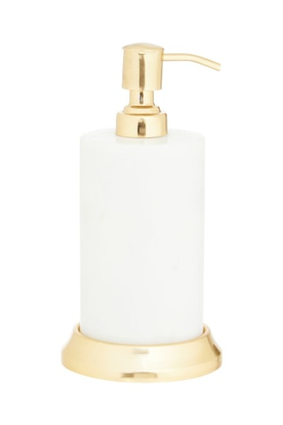Distribuidor de sabão em mármore Mako - Branco e dourado