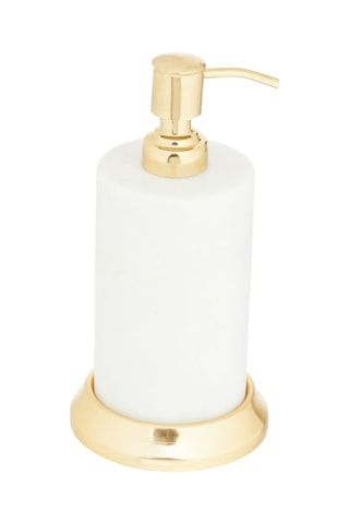 Distribuidor de sabão em mármore Mako - Branco e dourado