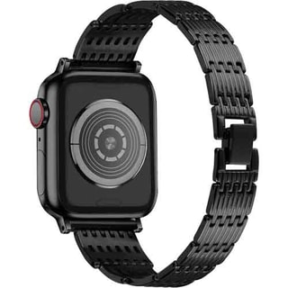 Horlogeband Apple Watch 38/40 & 41 mm - Zwart Roestvrij Staal en Strass
