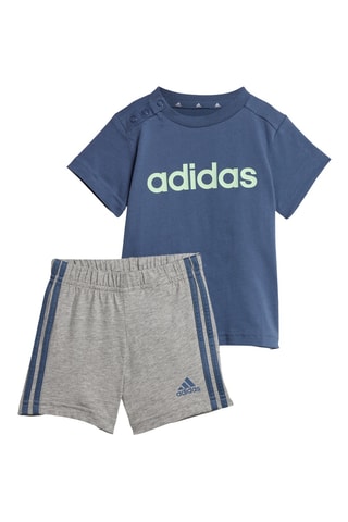 T-shirt et short en coton biologique Essentials Lineage - Bleu marine et gris clair chiné