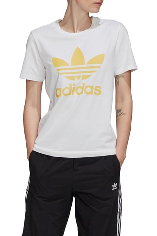 T-shirt Trefoil tee Blanc et jaune