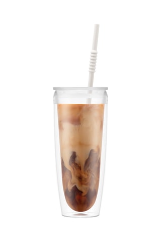 Copo com parede dupla, tampa e palhinha em silicone Pavina To Go - 60 cl