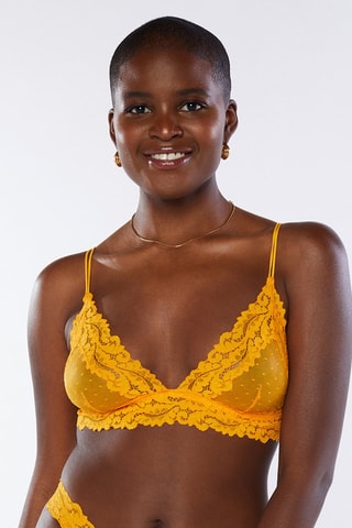 Bralette Dotted Mesh - Mosterdgeel