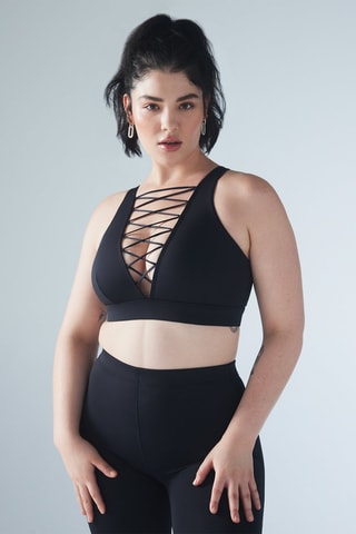 Sportbeha Lace Up - Zwart