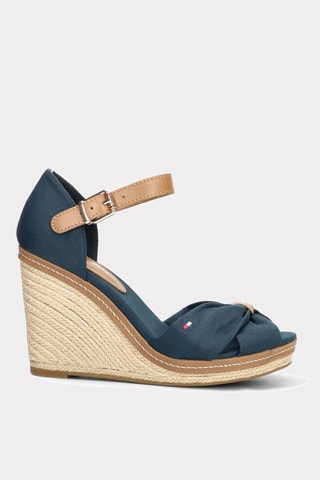 Sandales compensées Bleu marine et marron