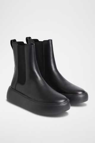Bottines Chelsea plateformes en cuir Noir