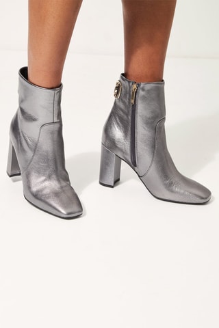 Bottines en cuir Argenté