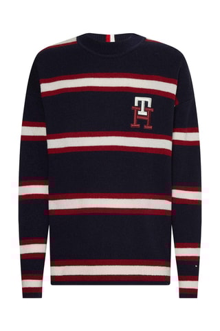 Pull en laine Bleu marine et rouge