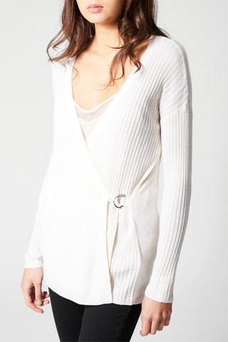 Gilet portefeuille en laine et soie - Blanc