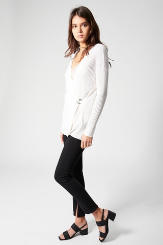 Gilet portefeuille en laine et soie - Blanc