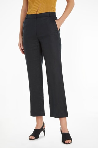 Pantalon droit 7/8 en lin Noir