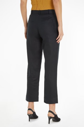 Pantalon droit 7/8 en lin Noir
