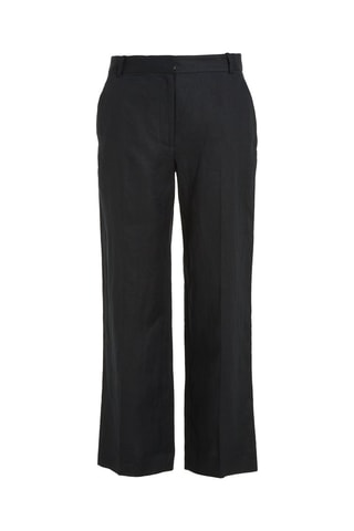 Pantalon droit 7/8 en lin Noir