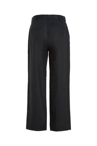 Pantalon droit 7/8 en lin Noir