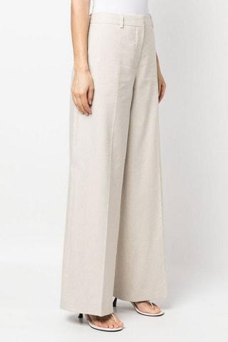 Pantalon wide legs en lin Beige