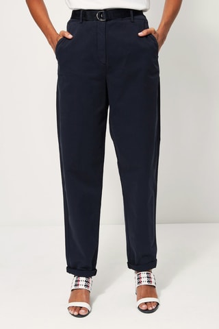 Pantalon droit taille haute Bleu marine