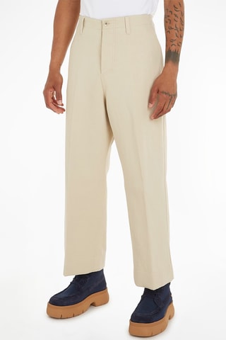Pantalon droit 7/8 en coton biologique Beige