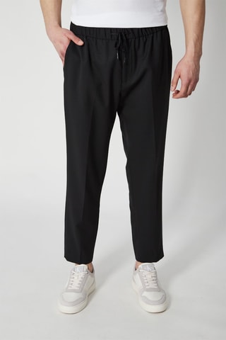 Pantalon droit en laine - Noir