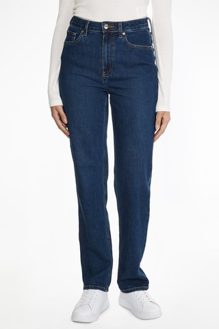 Jean droit taille haute Bleu