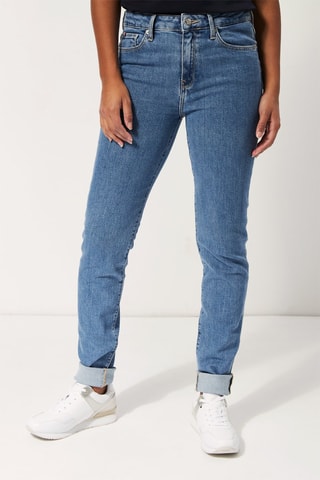 Jean slim taille haute Bleu marine