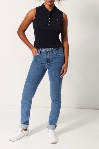 Jean slim taille haute Bleu marine