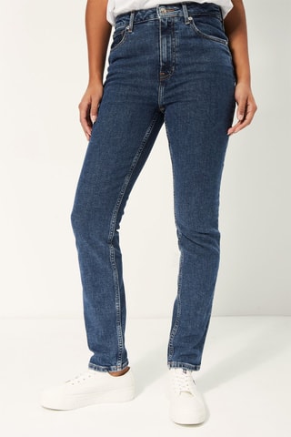 Jean slim taille haute Bleu marine