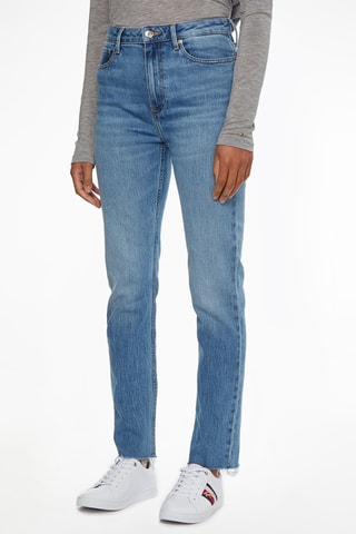 Jean droit taille haute Bleu