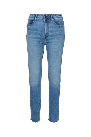 Jean droit taille haute Bleu