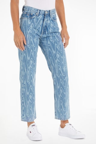 Jean droit 7/8 taille haute Bleu
