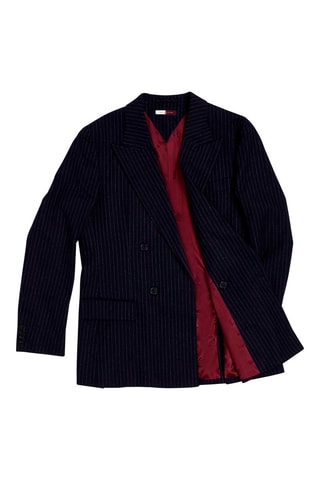 Veste en laine et cachemire Bleu nuit et écru